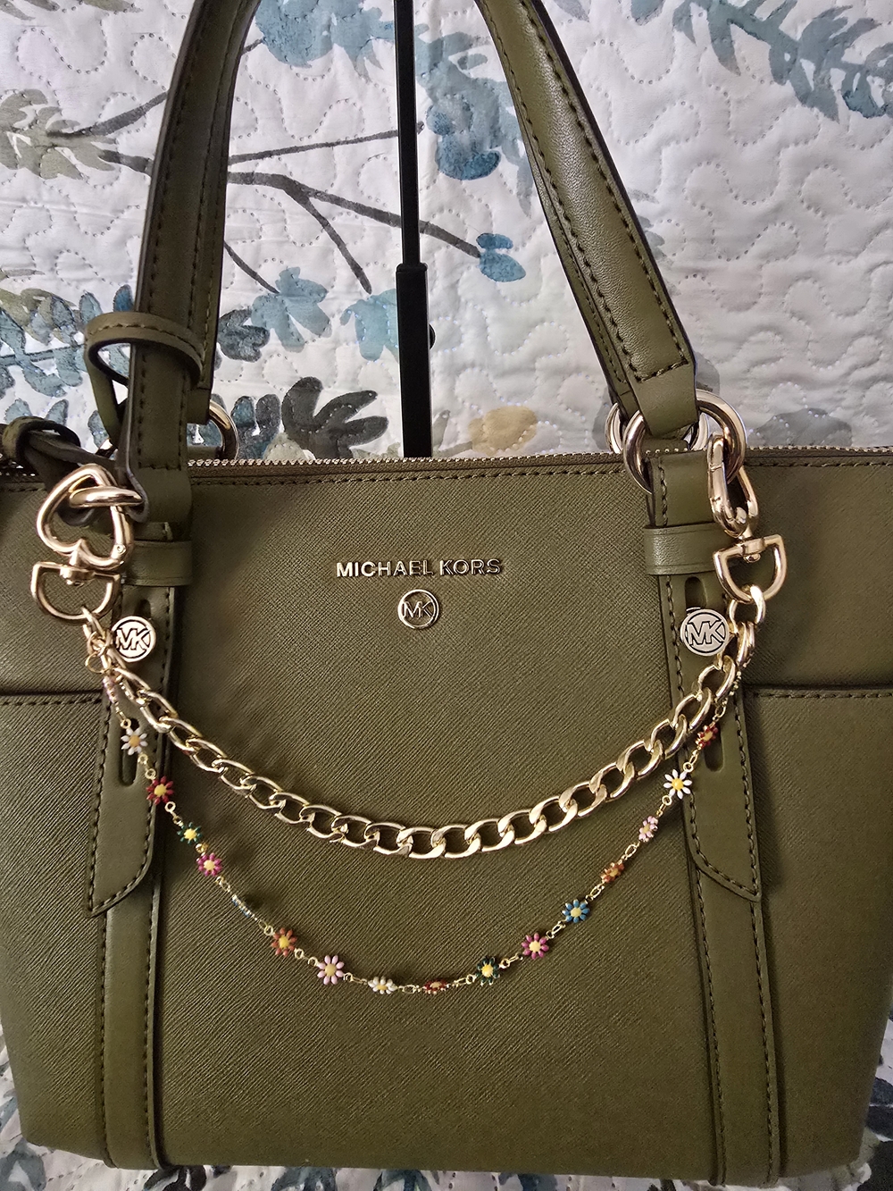 Gold Chain and Floral Charm For Handbags